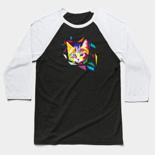 Cute kitten in colorful polygons Baseball T-Shirt